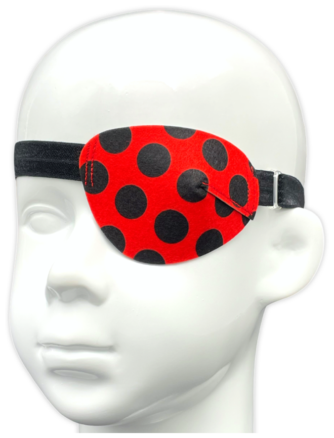 Окклюдер на резинке eyeOK "Красный в горох", размер детский, для закрытия левого глаза, анатомический