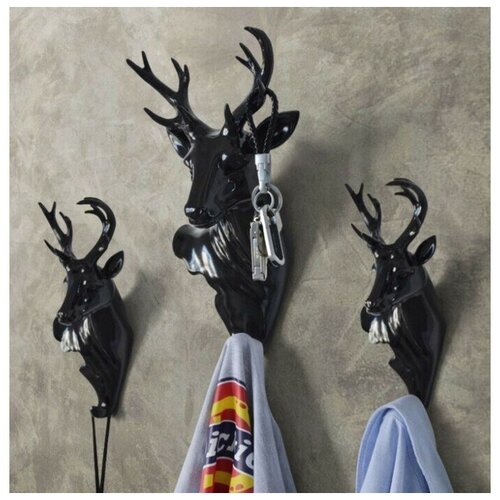 Декор настенный-вешалка Олень 30 x 14 см черный 3190₽