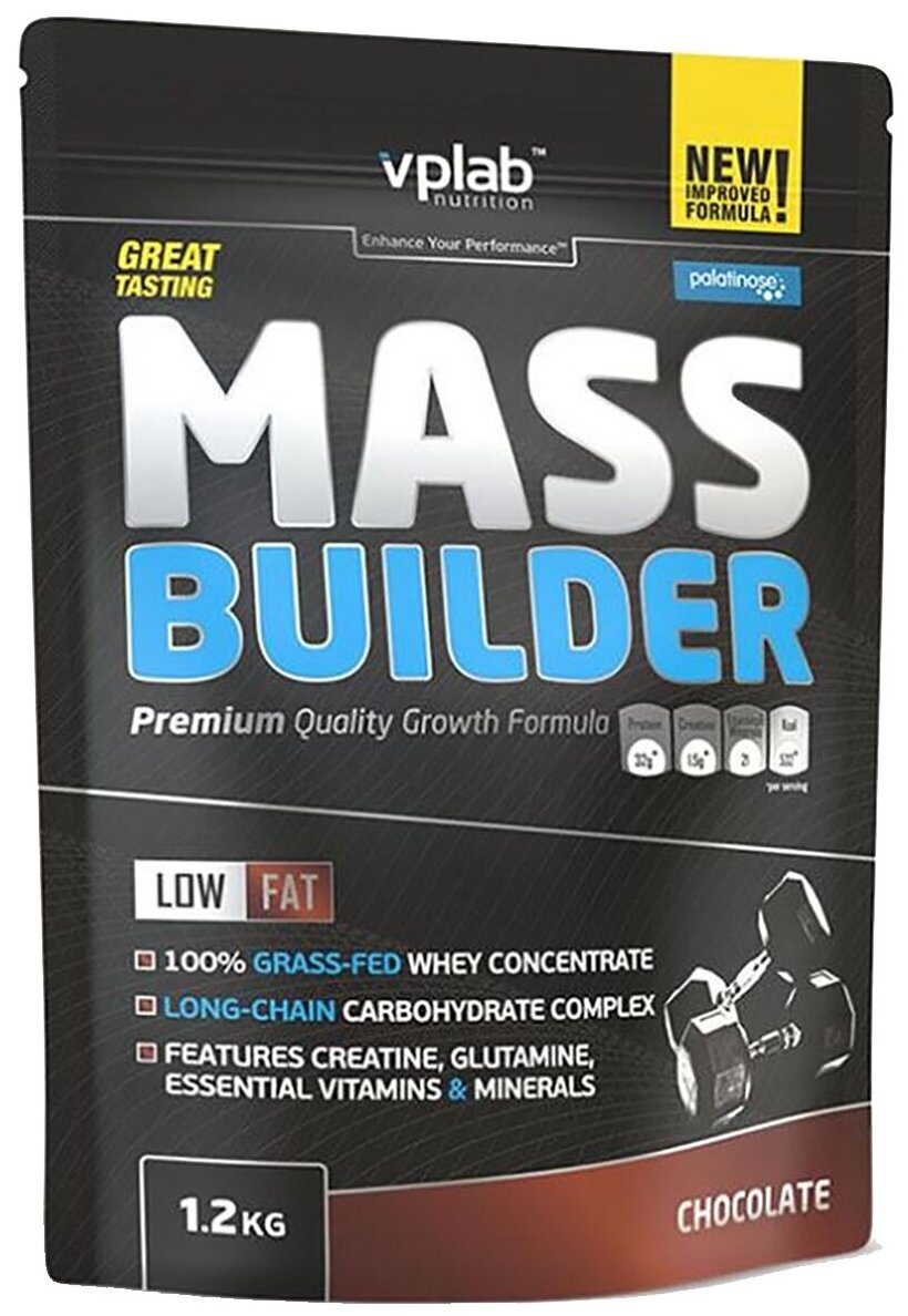 VPLab Nutrition Гейнер Mass Builder, вкус «Шоколад», 1,2 кг, VPLab