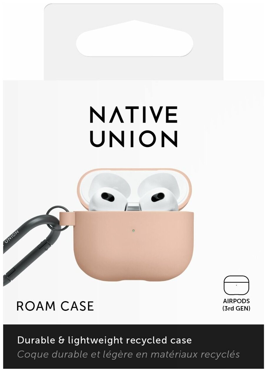 Чехол на AirPods 3 с карабином Native Union ROAM CASE, персиковый — фото 1