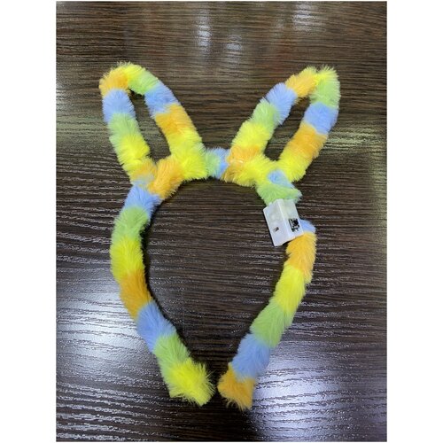 Ободок ушки Зайчик радужный/сфетяшийся/ 12 см