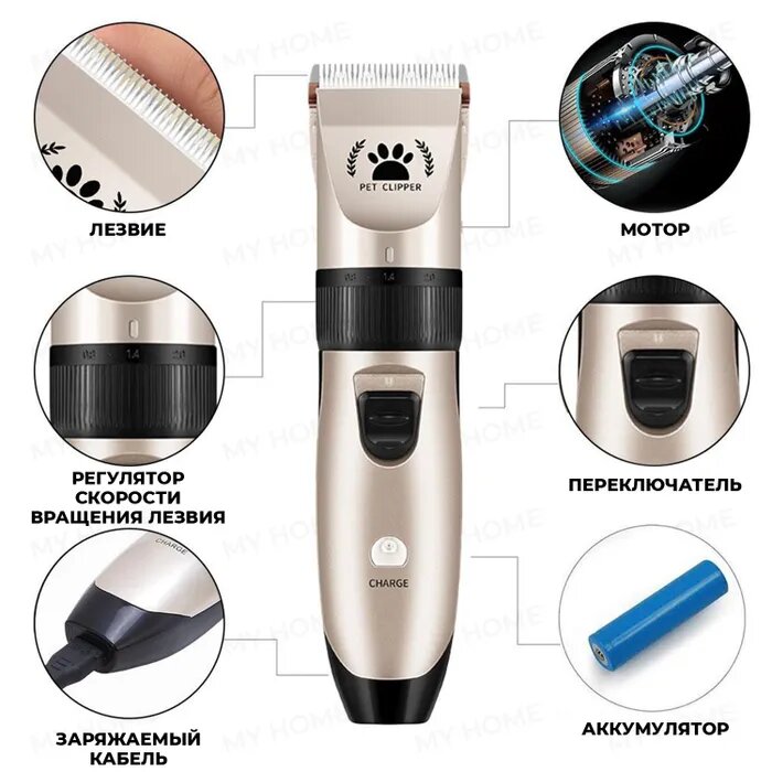 Машинка для стрижки животных PET GROOMING HAIR CLIPPER KIT - фотография № 8