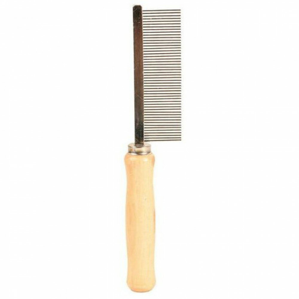 Расчёска Trixie с деревянной ручкой односторонняя с частыми зубьями 18 см - фото №2