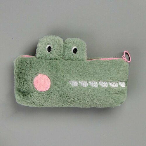 Milo toys Пенал школьный мягкий Крокодил, 20х8 см, плюш, зеленый