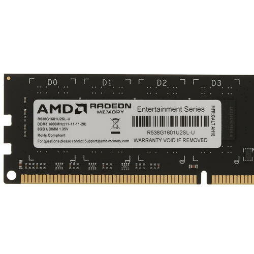 Модуль памяти DDR3 8GB AMD 1600MHz, PC3-12800, CL11, 1.35V, Non-ECC, RTL - фото №10