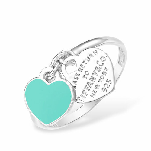 фото Кольцо яхонт, серебро, 925 проба, эмаль, размер 15.5, бирюзовый яхонт ювелирный