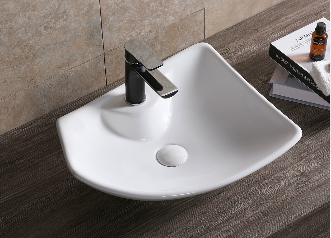 фото Раковина Cerutti SPA CR7054 накладная, белая, ассиметричная, под смеситель 500*400*130