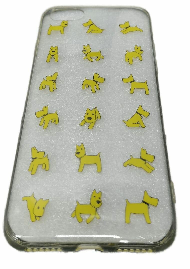 Силиконовый чехол накладка Gresso для Apple iPhone 7/8, прозрачный с принтом желтая собака, чехол для айфон 7, 8