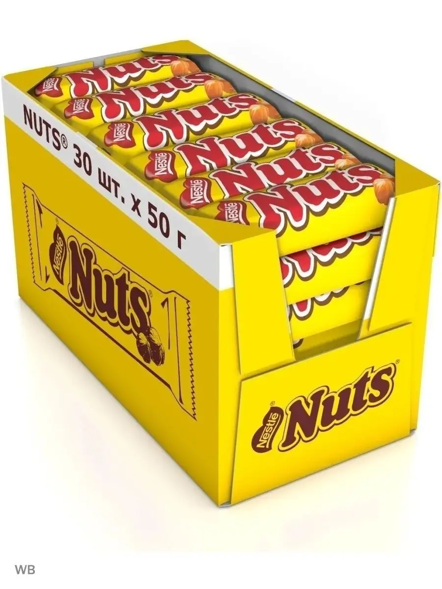 Батончик Nuts с цельным фундуком, 50 г, 30 шт.