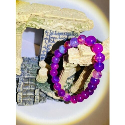 фото Браслет, агат, 1 шт., размер 17.5 см, размер one size, розовый/голубой реализациатор