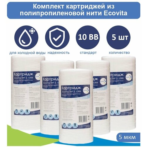 Картридж полипропиленовый Ecovita TPP 5 10BB для холодной воды - 5 шт