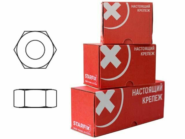 Гайка шестигранная М14 цинк класс прочности 6 DIN 934 STARFIX 50 штук (SMC2-47282-50)