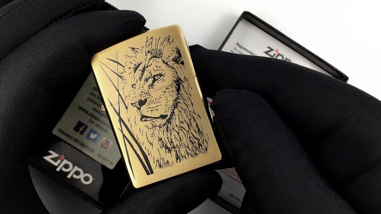 Зажигалка бензиновая ZIPPO Proud Lion, с покрытием Brushed Brass, латунь/сталь, золотистая, матовая — фото 1