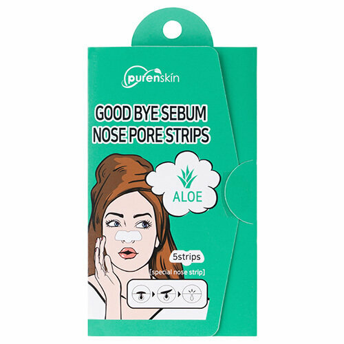 Полоски для носаPURENSKIN GOOD BYE SERUM для очищения пор с алоэ 5 шт