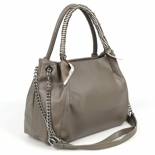 фото Сумка шоппер 2908 хаки, фактура стеганая, бежевый piove