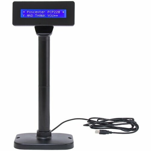 Дисплей покупателя Poscenter PCP220 (бело-голубой ЖКИ), подставка, USB кабель 3.0 м, черный