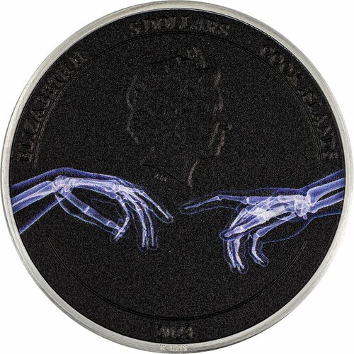 Монета серебряная Острова Кука 5 долларов 2023 Сотворение Адама Рентген монета серебряная острова кука 20 долларов 2023 спарта