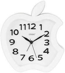 Белый большой будильник MIRRON 3215B Б в форме яблока/ В спальню/ в детскую/часы в виде яблока/часы-будильник детские