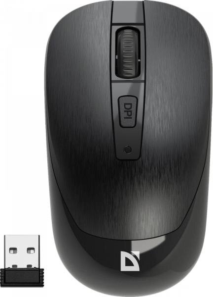 Мышь беспроводная Defender оптическая Wave MM-995, USB, симметричная, 800/1200/1600 dpi, чёрный.