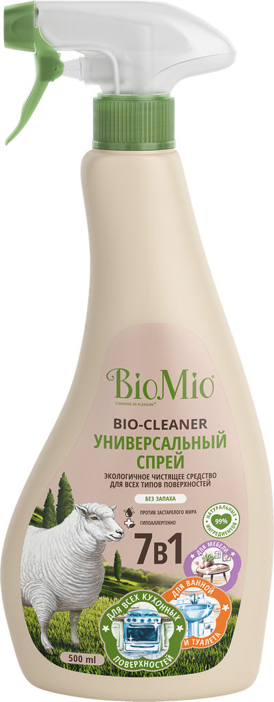 Спрей для уборки всех поверхностей BIOMIO Bio-cleaner Универсальный, экологичный, 500мл