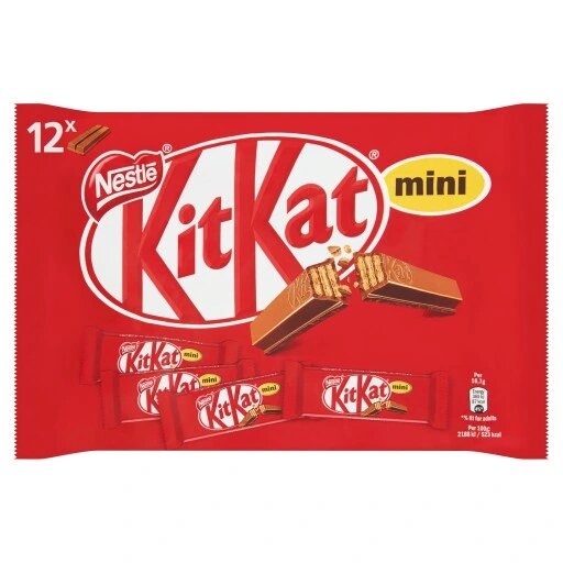 KitKat, Mini, Хрустящяя вафля в шоколадe, 12 шт (200г)