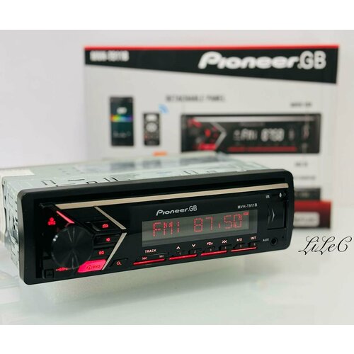 Магнитола Pioneer GB MVH-T911B 60W с Bluetooth, USB, 6 цветов подсветки, пульт, со съемной панелью