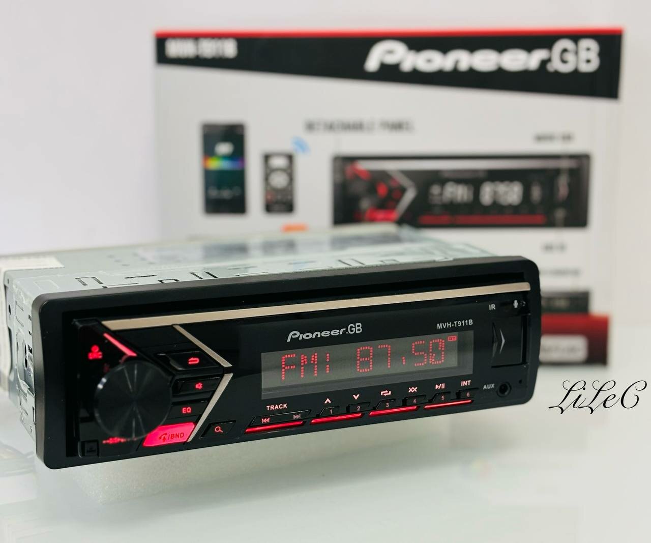 Магнитола Pioneer GB MVH-T911B 60W с Bluetooth, USB, 6 цветов подсветки, пульт, со съемной панелью