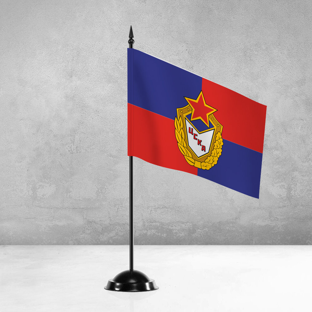 Настольный флаг ЦСКА на пластиковой черной подставке