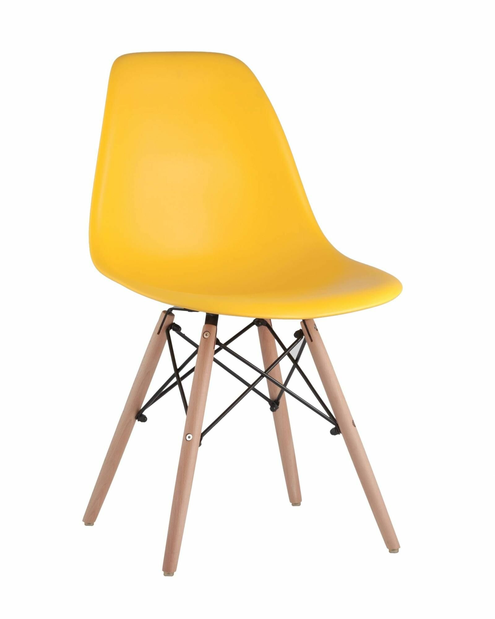 Стул Eames DSW STOOL GROUP желтый, пластик, дерево, твердое сиденье, без подлокотников