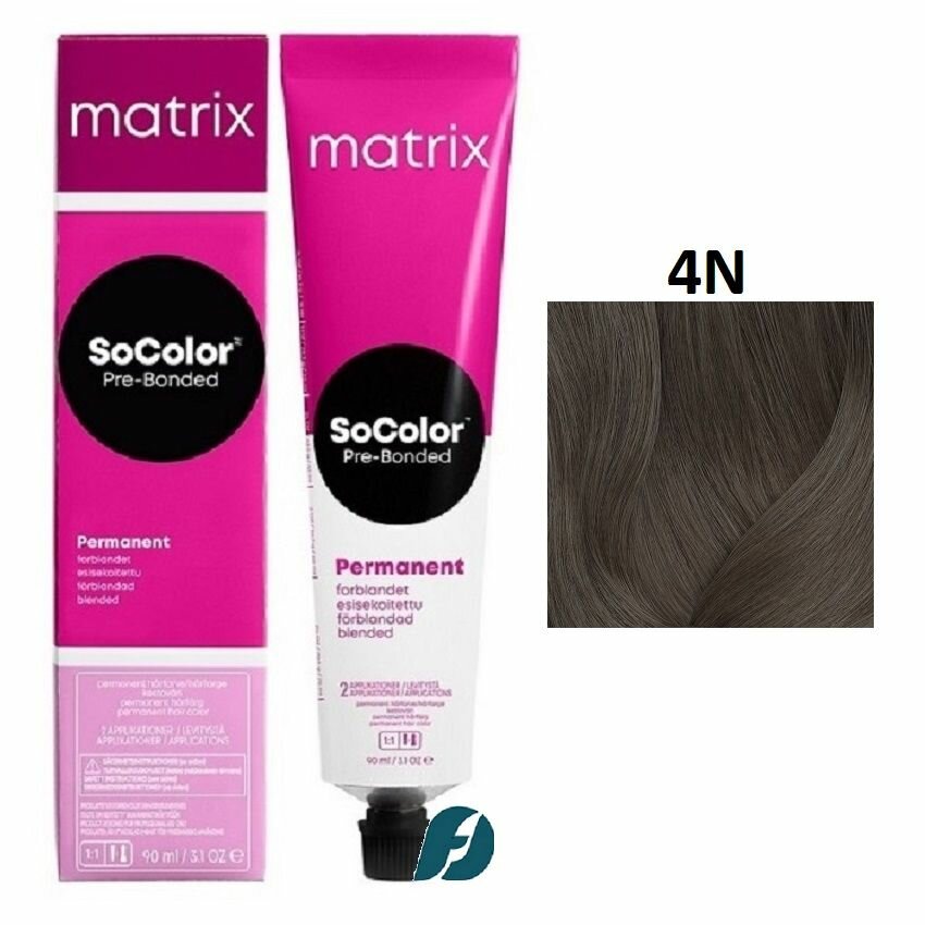 Matrix SoColor 4N Крем-краска стойкая для волос Шатен, 90мл.