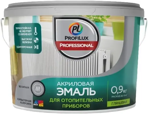 Эмаль Акриловая ProfiLux Professional для Отопительных Приборов Белая 0.9кг.