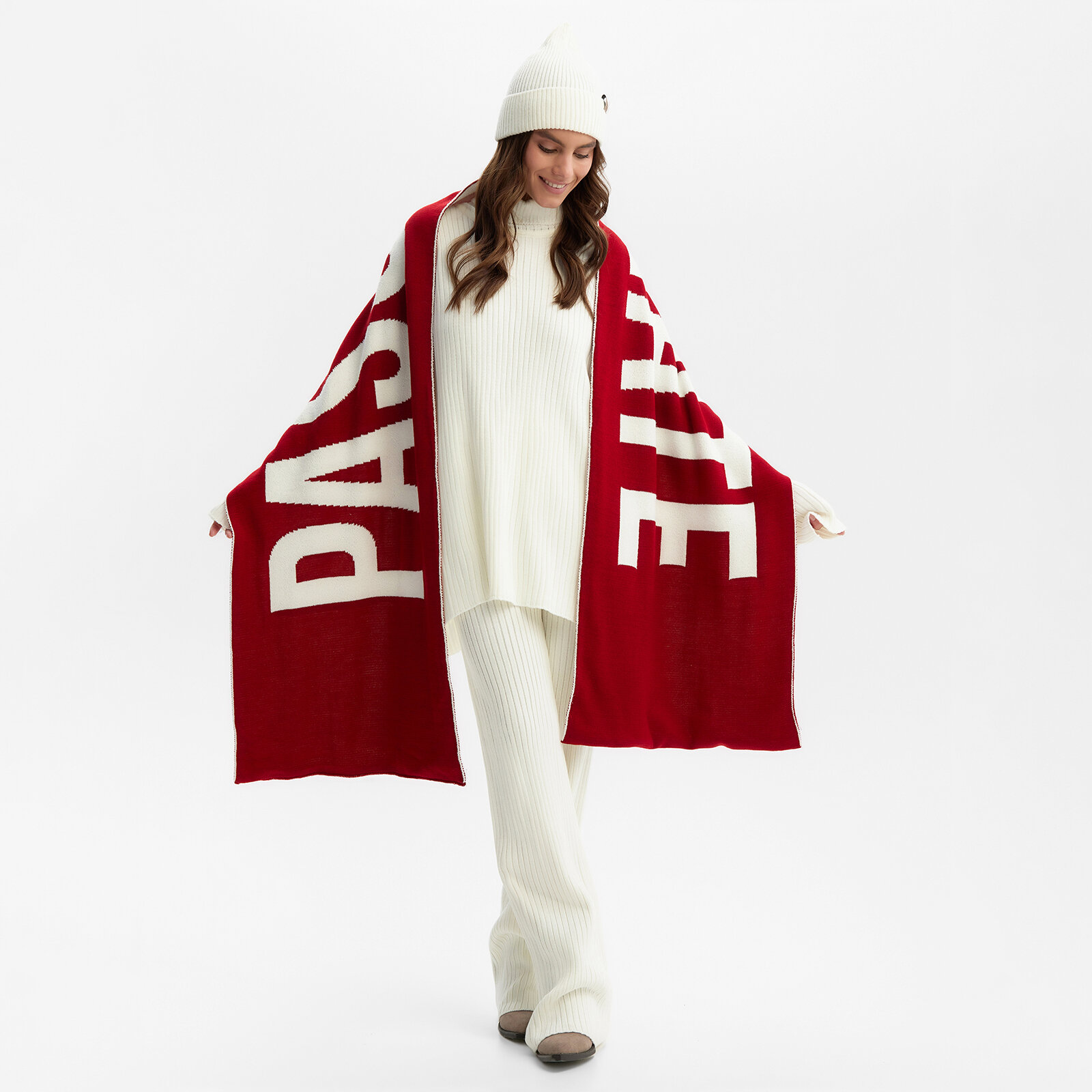 Шарф MIST MIST: Accessories для взрослых и детей,226х47 см, one size, красный