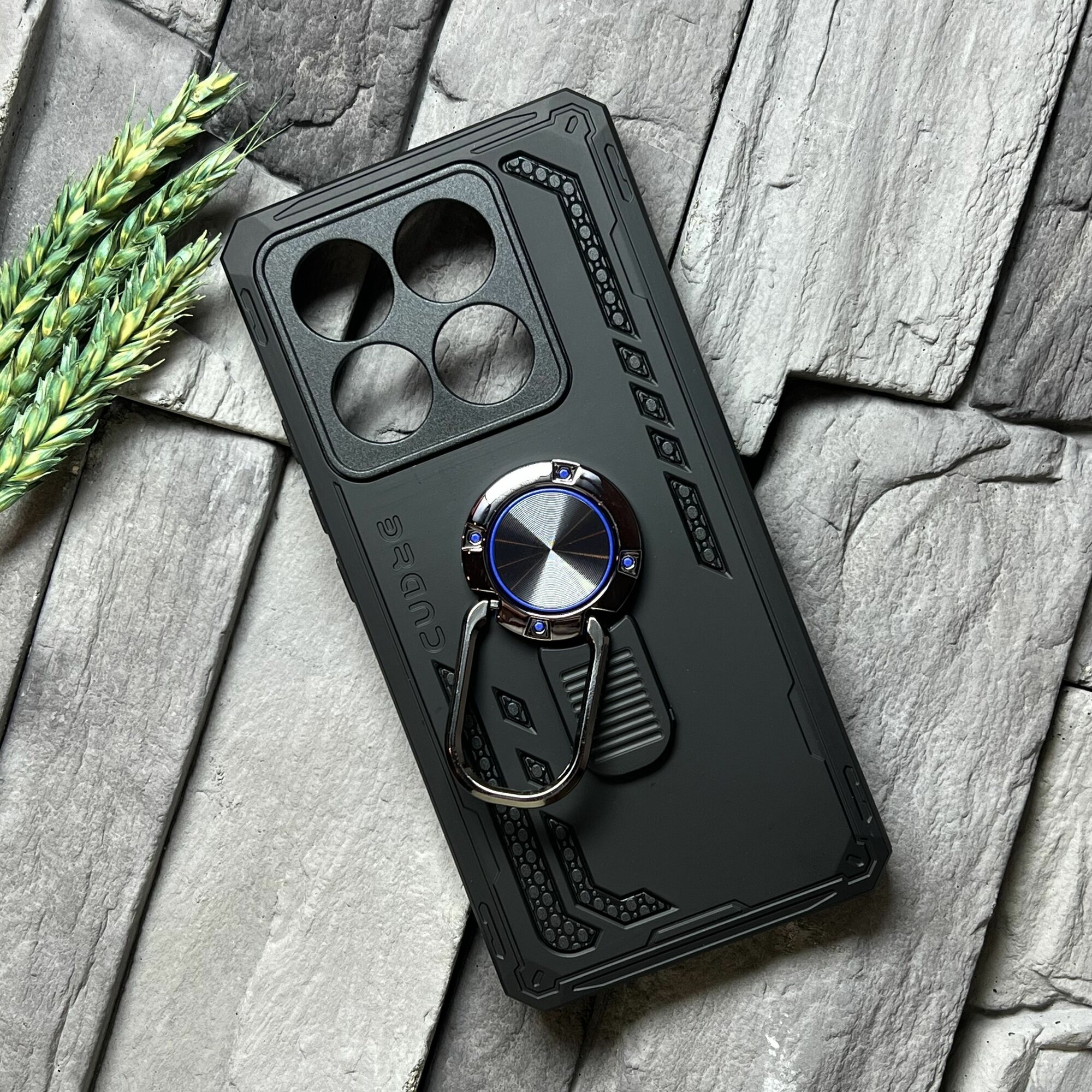 Изображение Чехол противоударный для Xiaomi 14T Pro ( Сяоми 14Т Про ) с функцией подставки, с кольцом-держателем, ударопрочный, усиленный, черный