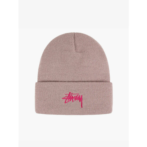 фото Шапка бини stussy stock cuff beanie для мужчин, размер onesize, фиолетовый