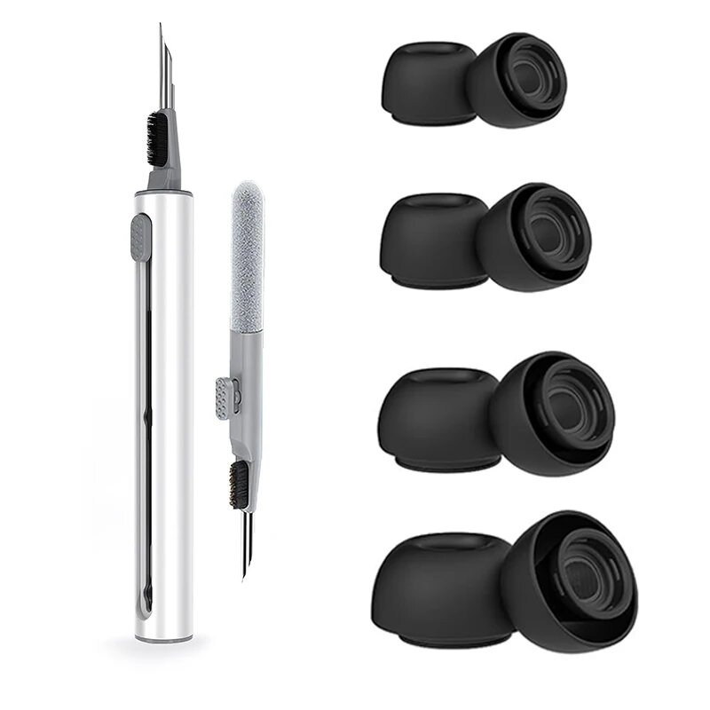 Кутоу, амбушюры для AirPods Pro 1 2, жидкий силикон, 4 пары, Black L-M-S-XS
