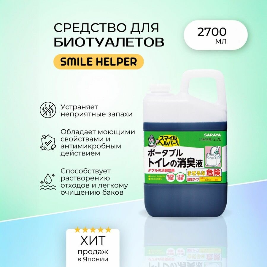 Средство для биотуалетов септиков и выгребных ям Smile Helper (синее) 2.7 л