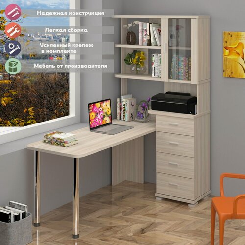 Изображение товара Стол компьютерный Мэрдэс СР-220/170 К Карамель, угловой, 170х109.5х193 см, с полками, с ящиками
