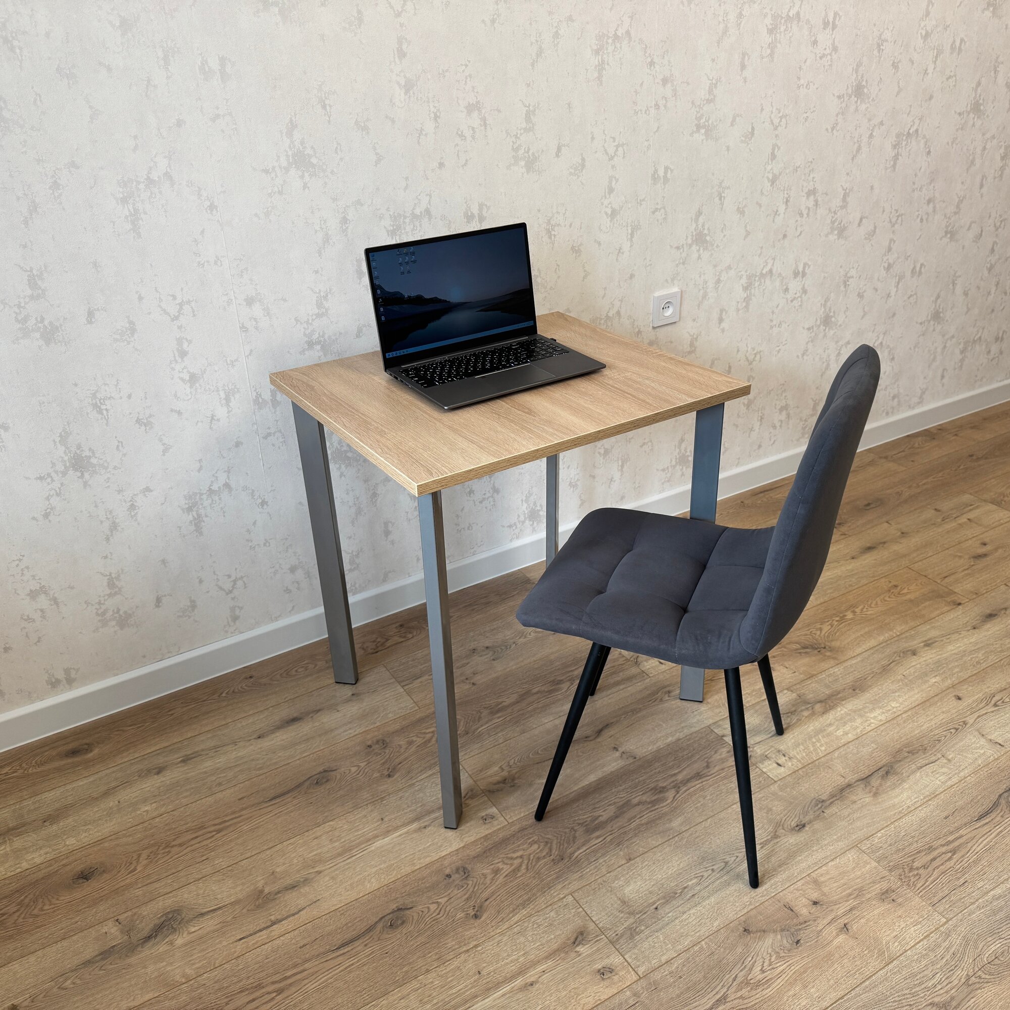 Письменный стол MyLoft 80 х 70 х 75 Дуб сонома Компьютерный Хромированные ножки Офисный