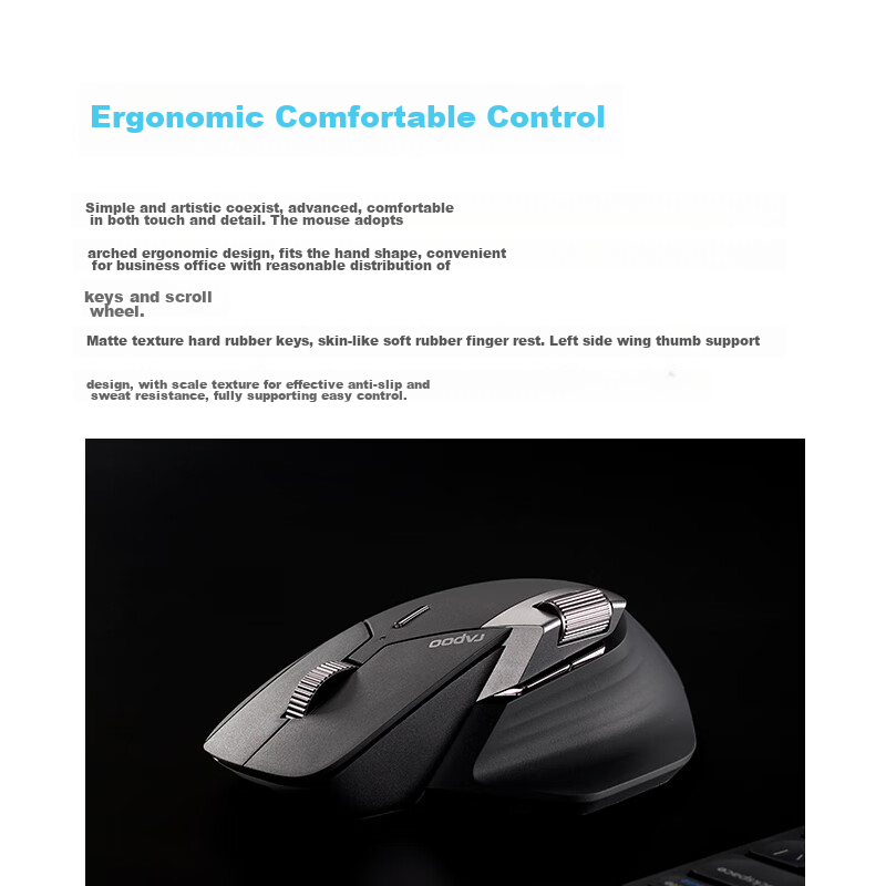 Компьютерная мышь Rapoo MT760mini Wireless/Bluetooth/Wired, Ergonomic, 11 Programmable Buttons, Black — фото 1