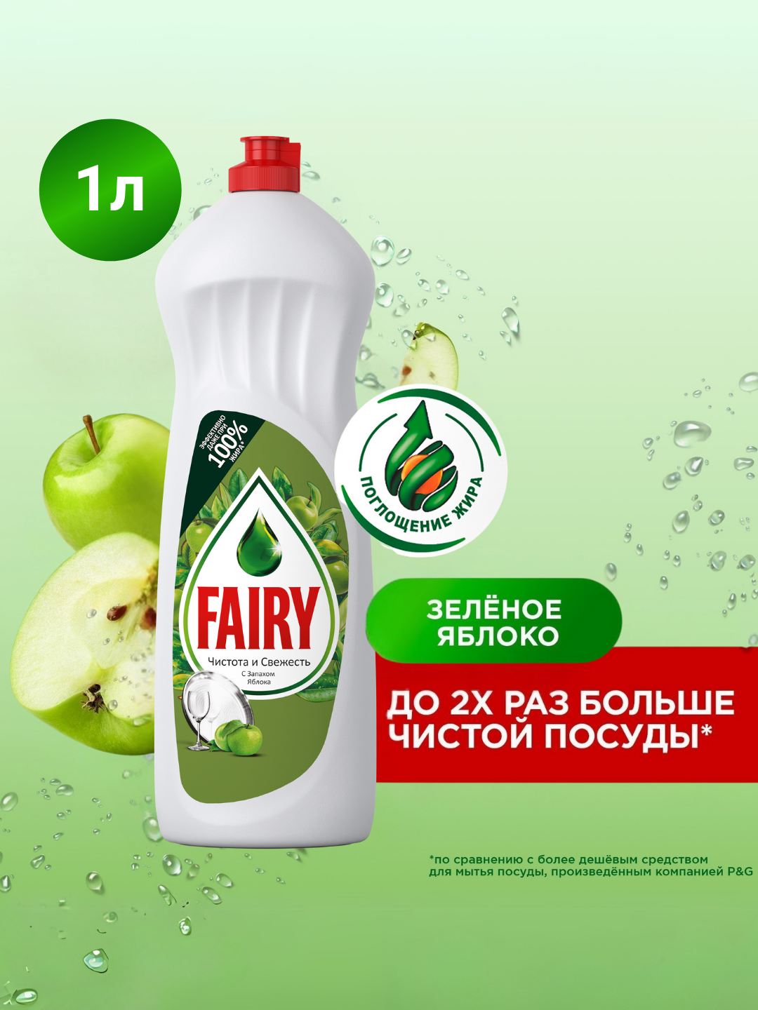 Средство для мытья посуды Fairy Яблоко, 1л