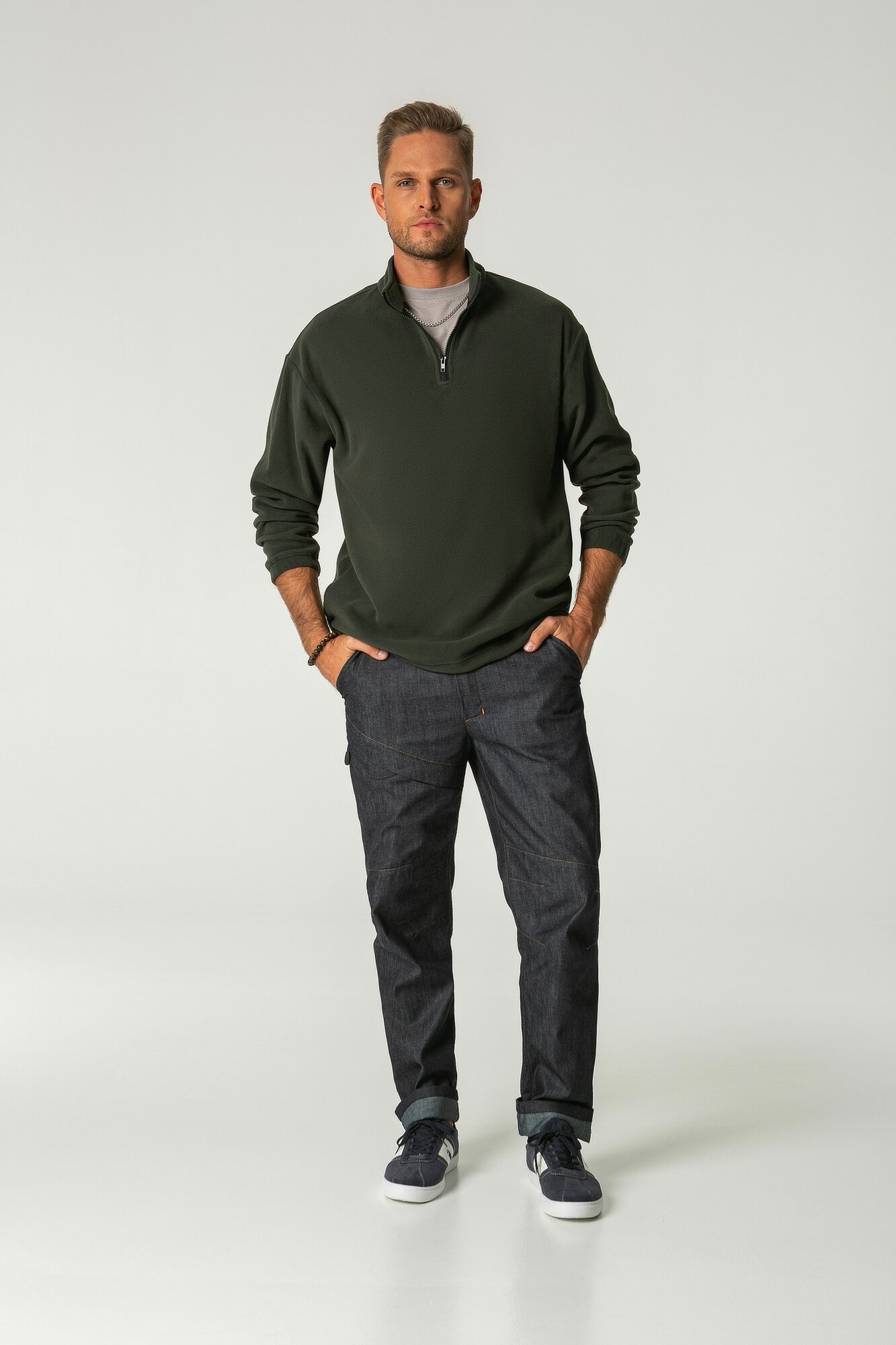 Толстовка котлайн (KOTLINE) флисовая с воротником тройер