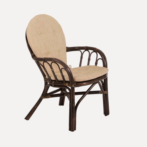 Изображение товара Стул из натурального ротанга с подушкой 04/16, цвет темно-коричневый