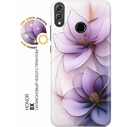 фото Силиконовый чехол на honor 8x с принтом "сиреневые цветы" slvgo