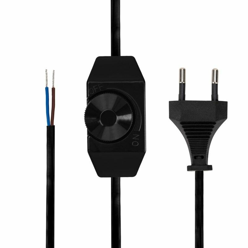 Шнур сетевой с диммером 2х075 мм 2м черный REXANT