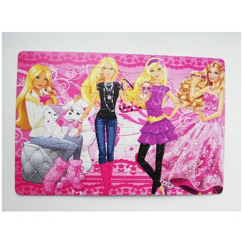 Пазл в рамке для малышей 48 деталей 26*38 см + раскраска кукла BARBIE барби