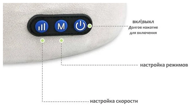 U-Shaped подушка для шеи со встроенным массажером Gray - фотография № 8