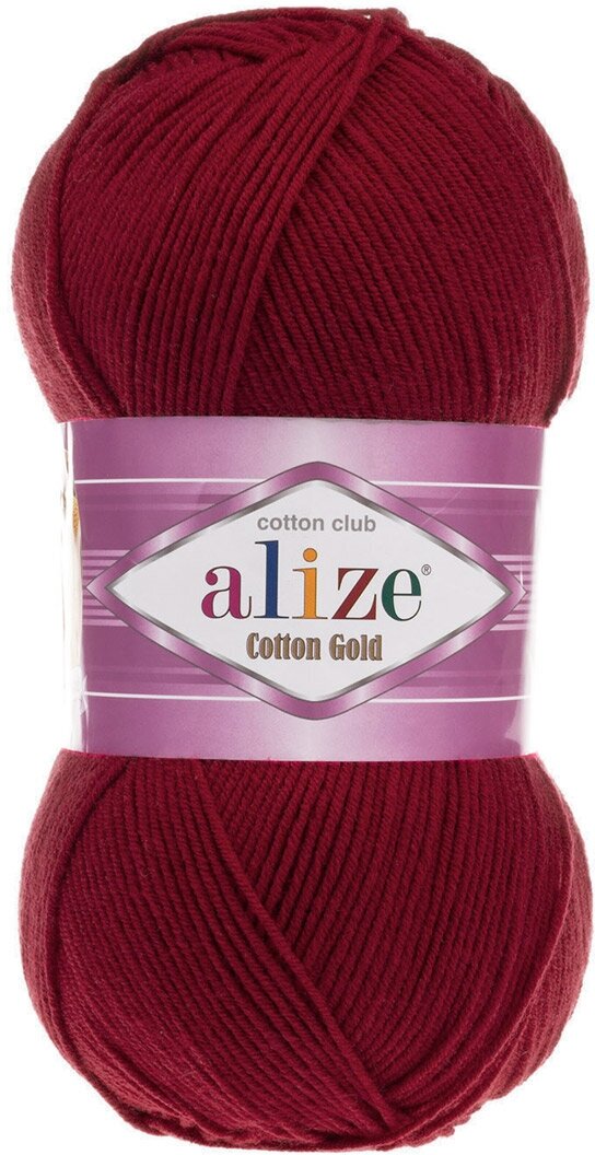 Пряжа для вязания ALIZE 'Cotton gold', 100г, 330м (55% хлопок, 45% акрил), ТУ (390 вишня), 5 мотков