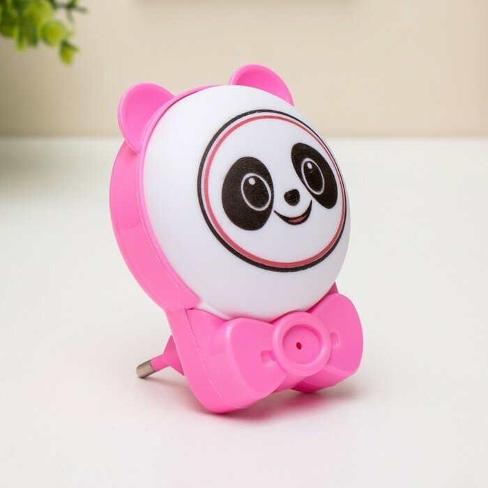 Ночник "Панда" LED бело-розовый 3,5х8х9,5 см - фотография № 1