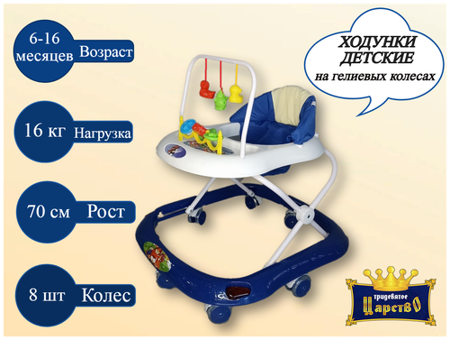 Детские ходунки 018 на 8 гелиевых колёсах синие