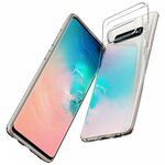 Силиконовый защитный чехол для телефона Samsung Galaxy S10 Plus / Тонкий противоударный чехол на смартфон Самсунг Галакси С10 Плюс / Прозрачный - изображение